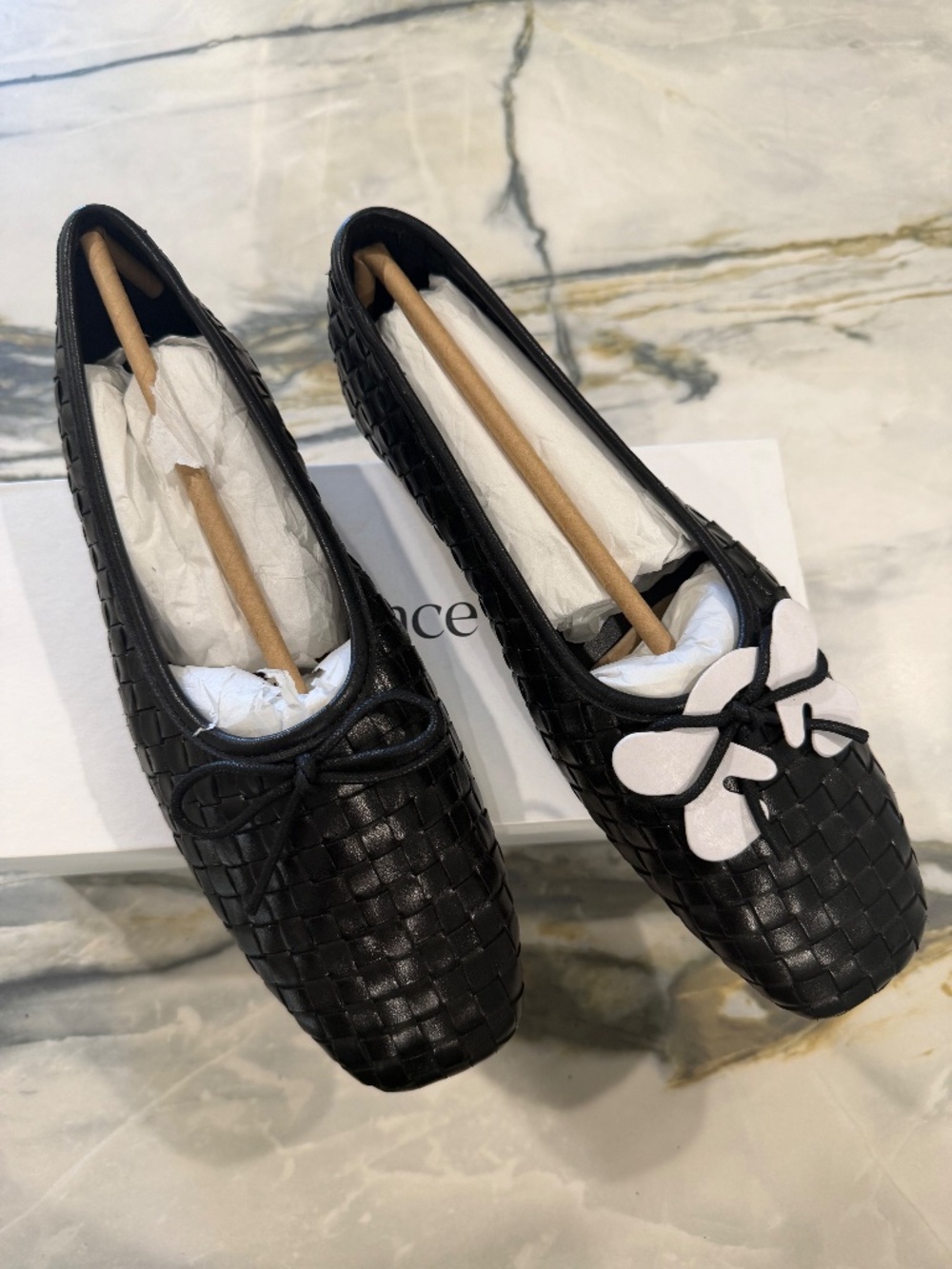 Quince Women's Italian Leather Handwoven Square Toe Ballet Flat - Black - Size 8 - Picture 5 of 5